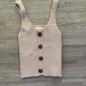Tan Button Knit Tank Top